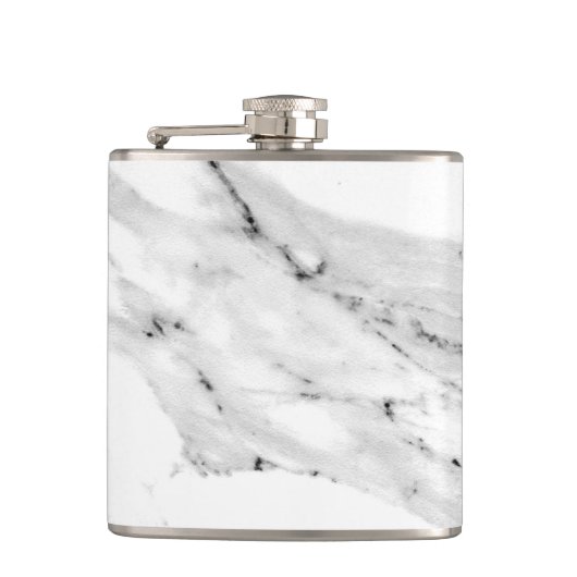 黒モダン灰色の白い大理石のパターン フラスク (正面)