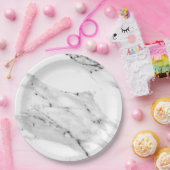 黒モダン灰色の白い大理石のパターン ペーパープレート (パーティー)