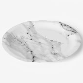 黒モダン灰色の白い大理石のパターン ペーパープレート (アングル)