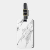 黒モダン灰色の白い大理石のパターン ラゲッジタグ (正面縦)