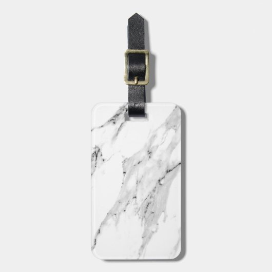 黒モダン灰色の白い大理石のパターン ラゲッジタグ (正面縦)