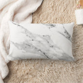 黒モダン灰色の白い大理石のパターン ランバークッション (ブランケット)
