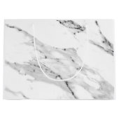 黒モダン灰色の白い大理石のパターン ラージペーパーバッグ (正面)