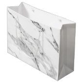 黒モダン灰色の白い大理石のパターン ラージペーパーバッグ (正面アングル)