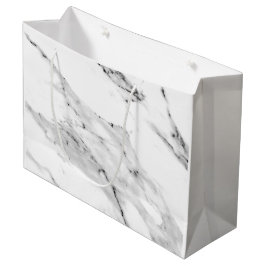 黒モダン灰色の白い大理石のパターン ラージペーパーバッグ