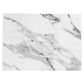 黒モダン灰色の白い大理石のパターン ラージペーパーバッグ (裏面)