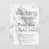 黒モダン灰色の白い大理石のパターン 招待状 (正面/裏面)