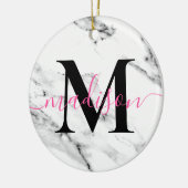 黒モダン灰色の白い大理石模様 セラミックオーナメント (左)