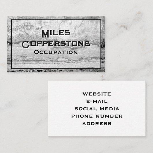 黒モダン灰色の白い花崗岩の大理石 名刺 (正面/裏面)