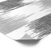 黒モダン灰色の白イカット模様 ポスター (角)