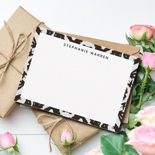 黒モダン灰色の装飾縁ど平形ノートカード ノートカード