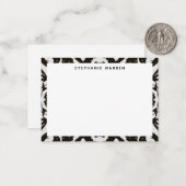 黒モダン灰色の装飾縁ど平形ノートカード ノートカード (正面/裏面インサイチュ)