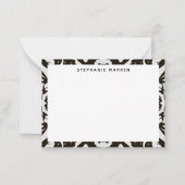 黒モダン灰色の装飾縁ど平形ノートカード ノートカード (正面)