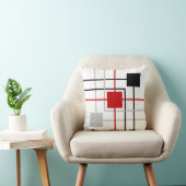 黒モダン灰色の赤い線と正方形 クッション (椅子)