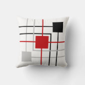 黒モダン灰色の赤い線と正方形 クッション (裏面)