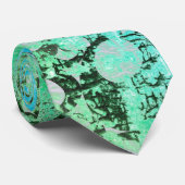 黒モダン灰色の青い緑の水のテクスチャ ネクタイ (ロール)