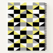 黒モダン灰色の黄色の幾何学的パターン ノートブック (裏面)
