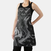 黒モダン灰色シルバーグリッター大理石モノグラム エプロン (インサイチュ)