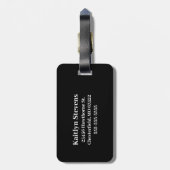黒モダン灰色スクリプトモノグラム ラゲッジタグ (裏面縦)