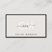 黒モダン灰色スクリプト署名モノグラム 名刺 (正面)