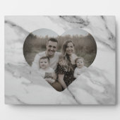 黒モダン灰色ピンク大理石ハート フォトプラーク (正面)