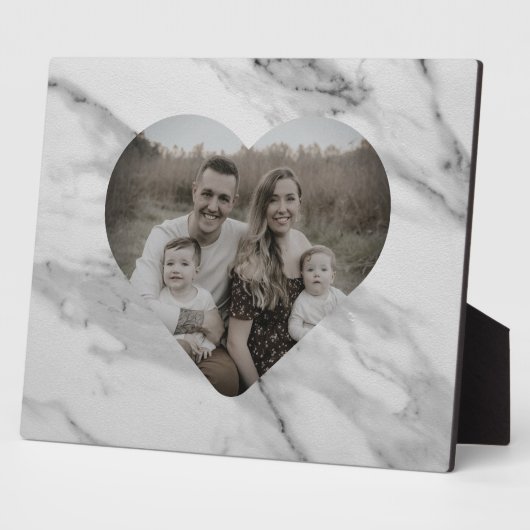 黒モダン灰色ピンク大理石ハート フォトプラーク (側面)