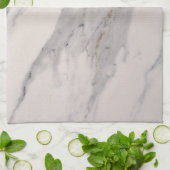 黒モダン灰色ピンク大理石パターン キッチンタオル (折り畳み)