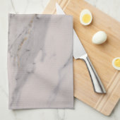 黒モダン灰色ピンク大理石パターン キッチンタオル (四つ折り)