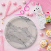 黒モダン灰色ピンク大理石パターン ペーパープレート (パーティー)