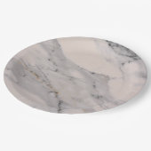 黒モダン灰色ピンク大理石パターン ペーパープレート (アングル)