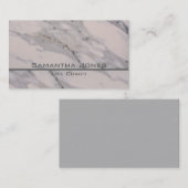 黒モダン灰色ピンク大理石パターン 名刺 (正面/裏面)