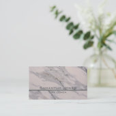 黒モダン灰色ピンク大理石パターン 名刺 (スタンド正面)