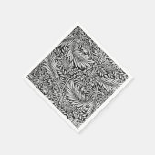 黒モダン灰色フローラ植物学 スタンダードカクテルナプキン (角)