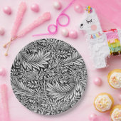 黒モダン灰色フローラ植物学 ペーパープレート (パーティー)