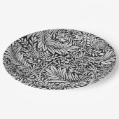 黒モダン灰色フローラ植物学 ペーパープレート (アングル)