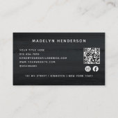 黒モダン灰色ブラシQRコードソーシャルメディア 名刺 (裏面)