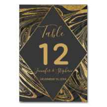 黒モダン灰色金ゴールド大理石旋回テーブル番号