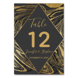 黒モダン灰色金ゴールド大理石旋回テーブル番号 テーブルナンバー