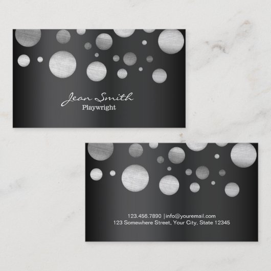 黒モダン点と白の点脚本家 名刺 (正面/裏面)