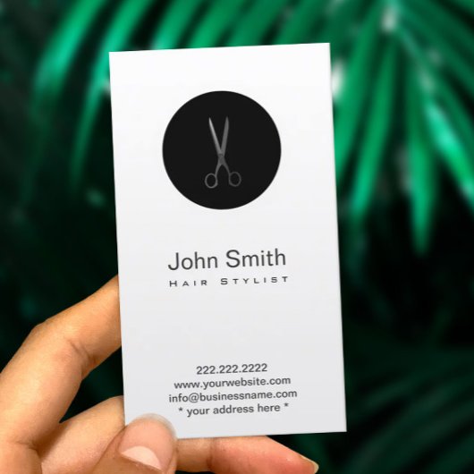 黒モダン点シザー美容師プロファイルカード 名刺