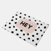 黒モダン点&バブルチャットPink With Hey ドアマット (アングル)