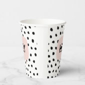 黒モダン点&バブルチャットPink With Hey 紙コップ (右)