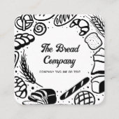 黒モダン焼いた品QRコードベーカリー スクエア名刺 (正面)