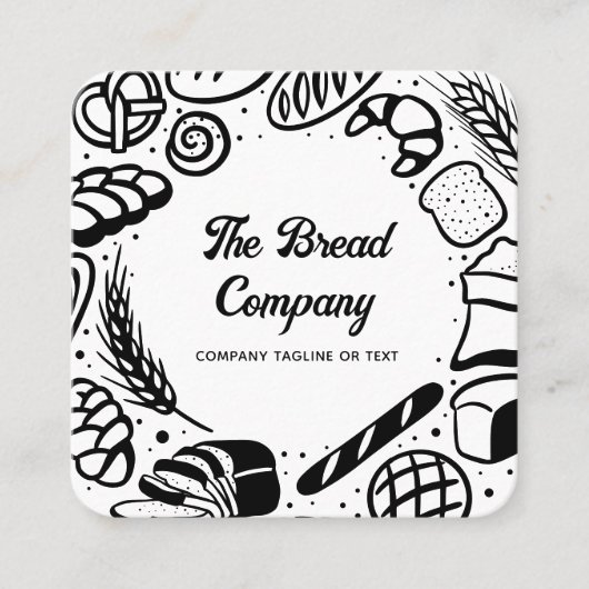 黒モダン焼いた品QRコードベーカリー スクエア名刺 (正面)