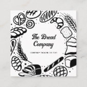 黒モダン焼いた品QRコードベーカリー スクエア名刺 (正面)