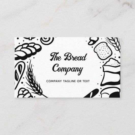 黒モダン焼いた品QRコードベーカリー 名刺 (正面)