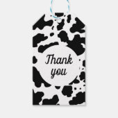 黒モダン牛の斑点プリントありがとう ギフトタグ (正面)