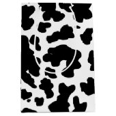 黒モダン牛の肌の質感アニマルプリント ミディアムペーパーバッグ (正面)