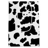 黒モダン牛の肌の質感アニマルプリント ミディアムペーパーバッグ (裏面)
