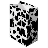 黒モダン牛の肌の質感アニマルプリント ミディアムペーパーバッグ (裏面アングル)